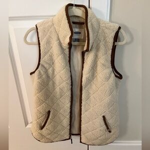 Sherpa Vest - Cream and Brown - Size Small